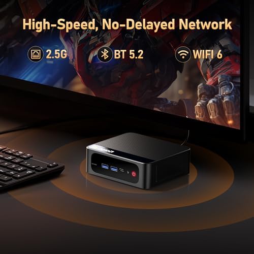 Beelink Mini PC, AMD Ryzen 5500U, 16GB DDR4, 500GB NVMe SSD, Mini Computer for Home and Office, Supports |5G LAN, Triple
