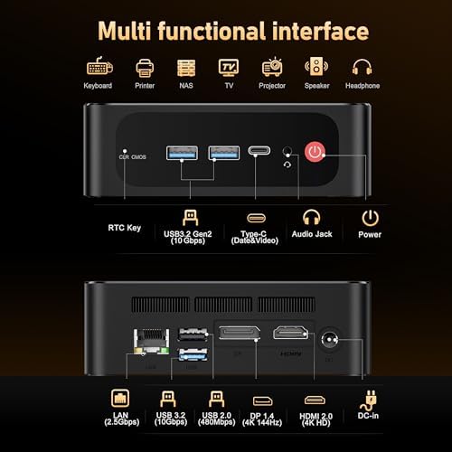 Beelink Mini PC, AMD Ryzen 5500U, 16GB DDR4, 500GB NVMe SSD, Mini Computer for Home and Office, Supports |5G LAN, Triple