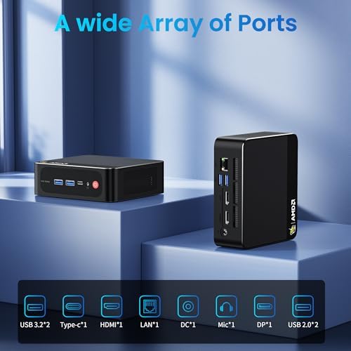 Beelink Mini PC, AMD Ryzen 5500U, 16GB DDR4, 500GB NVMe SSD, Mini Computer for Home and Office, Supports |5G LAN, Triple