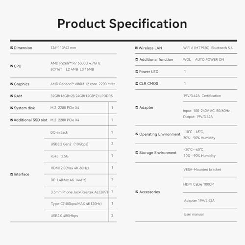 Beelink Mini PC, AMD Ryzen 5500U, 16GB DDR4, 500GB NVMe SSD, Mini Computer for Home and Office, Supports |5G LAN, Triple