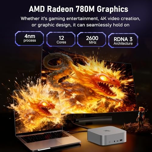 Beelink Mini PC, AMD Ryzen 5500U, 16GB DDR4, 500GB NVMe SSD, Mini Computer for Home and Office, Supports |5G LAN, Triple